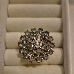 Vintage Elegant Silver Crystal FOE Ring